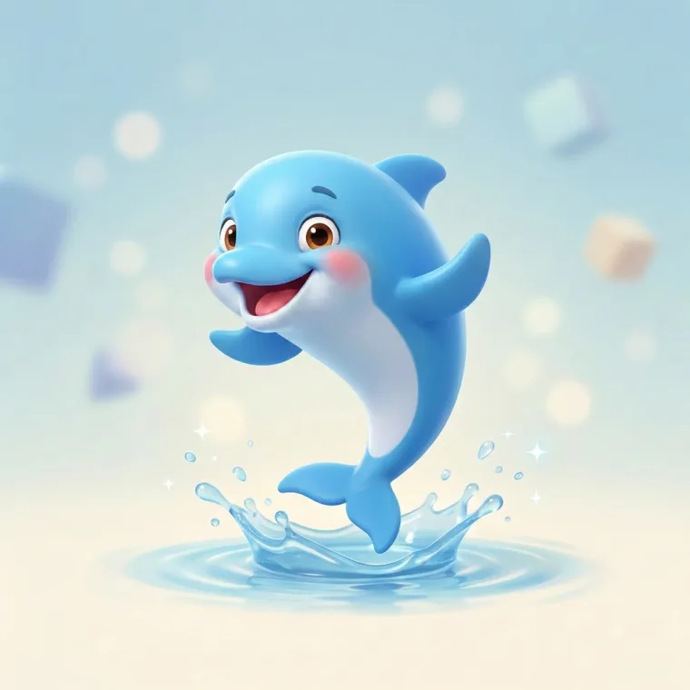Fluentist's friendly dolphin mascot leaping from the water